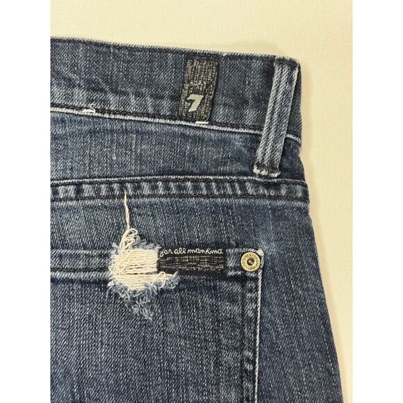 7 For All Mankind Women's Straight Leg Blue Denim Jeans - Size 27 (29x29.5) - Picture 3 of 6